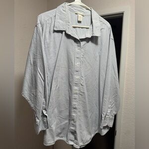 H&M Women's Blue Striped Button Down Shirt